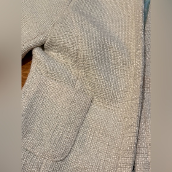 Kenar white classic cropped sleeve round neck tweed jacket blazer - Picture 2 of 5